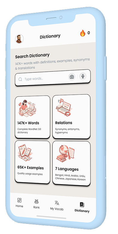 VocabMate Pro dictionary available on Android, iOS, and Web